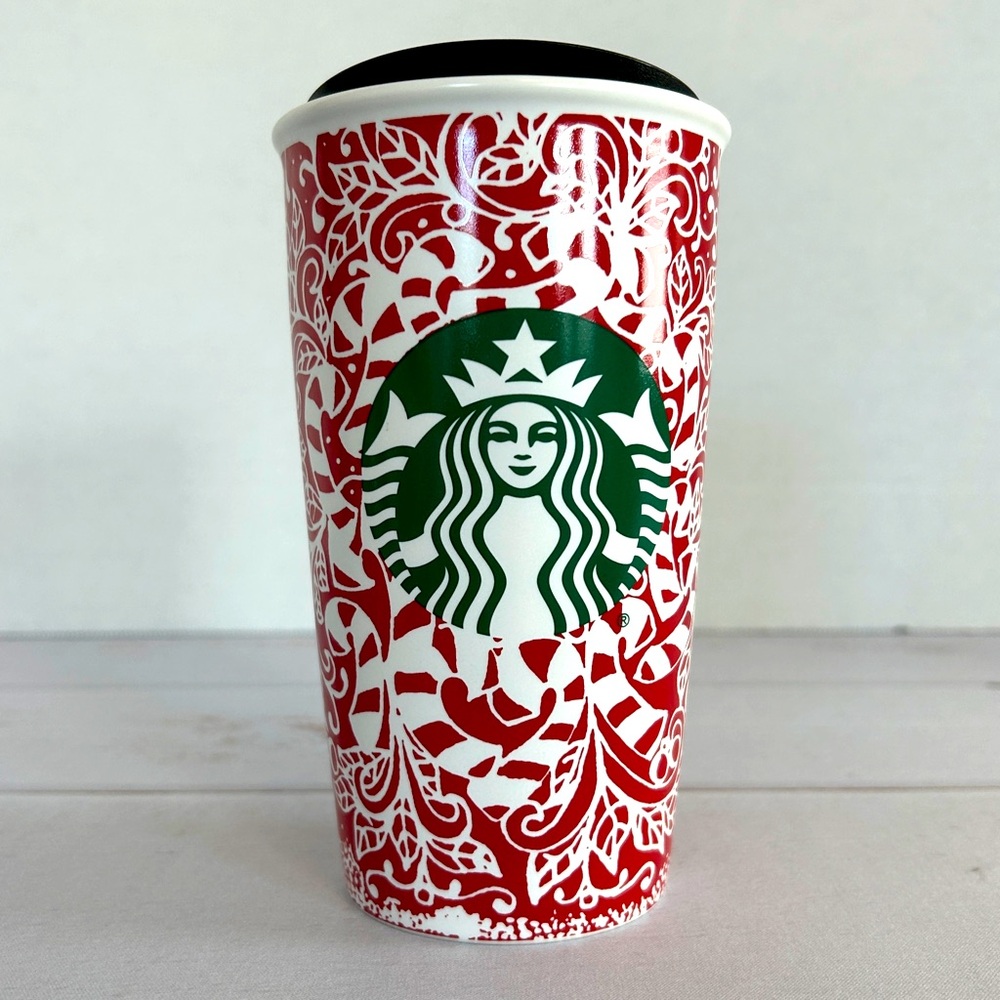 Starbucks Double Wall 12 oz.Travel Mug Holiday Candy Cane Collectors Tumbler